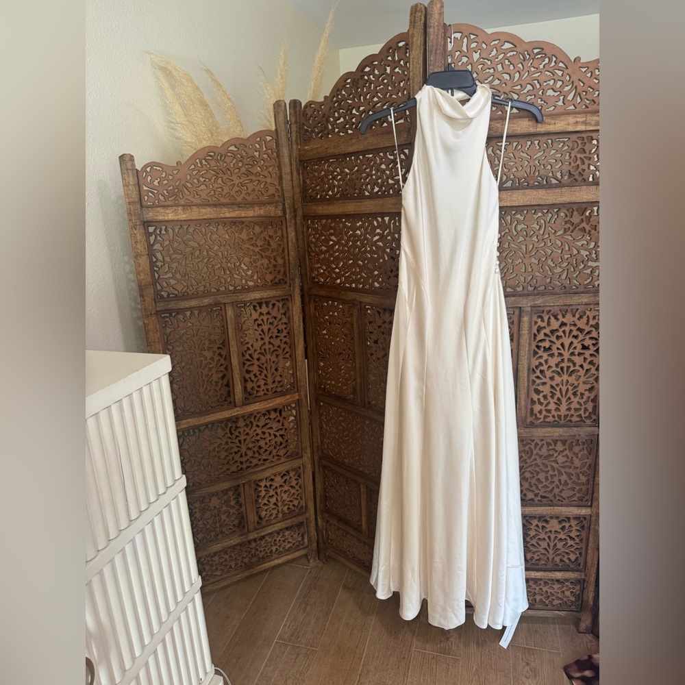 Reformation Roy Ivory Halter-Back Maxi Gown - Picture 8 of 9